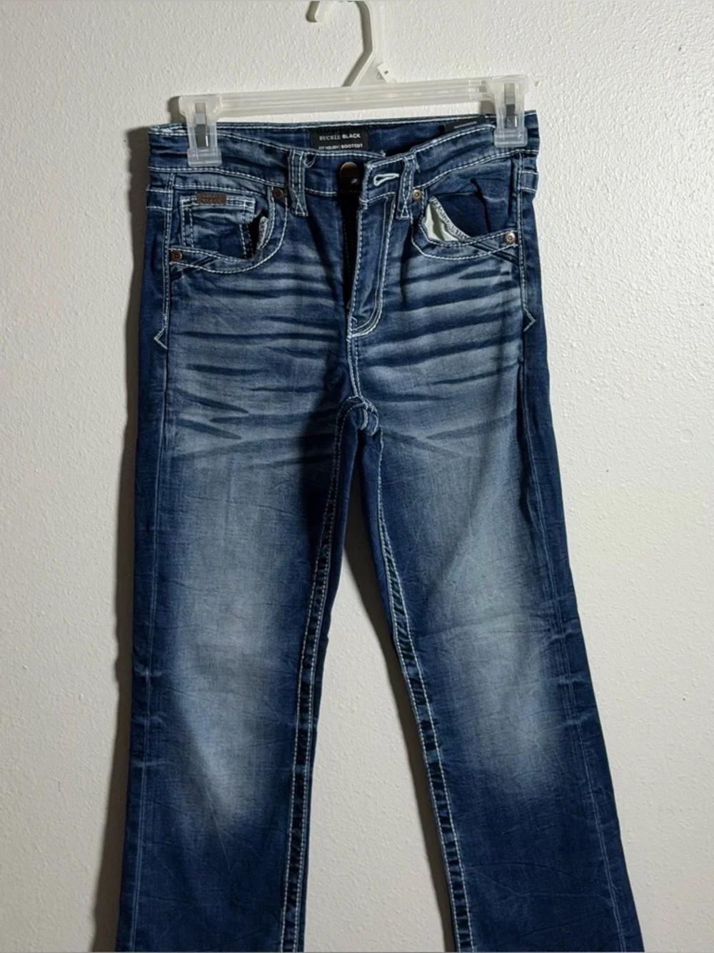 Buckle Black Kids Boys Fit No 109 Bootcut Jeans Dark Wash Contrast‎ Stitch 12R